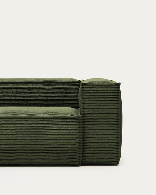 Blok 2 seater sofa in green wide seam corduroy, 210 cm