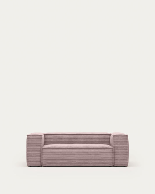 Blok 2 seater sofa in pink wide seam corduroy, 210 cm