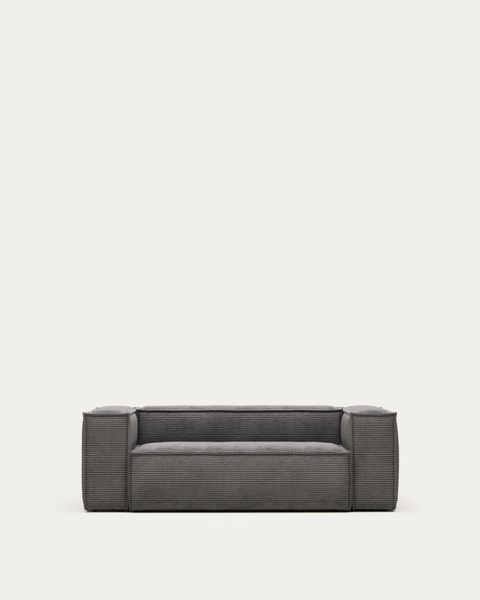 Blok 2 seater sofa in grey corduroy, 210 cm FR