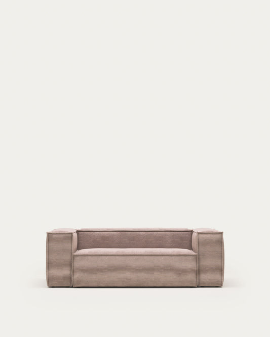 Blok fire-retardant 2-seater sofa in thick pink corduroy 210cm FSC Mix Credit