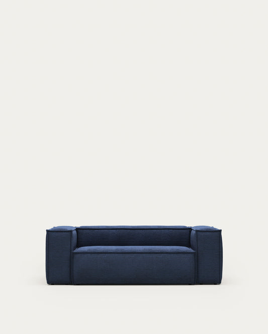 Blok fire-retardant 2-seater sofa in thick blue corduroy 210cm FSC Mix Credit
