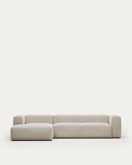 Blok 4 seater sofa with left-hand chaise longue in beige, 330 cm