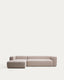 Blok 4-seater sofa with left chaise longue in beige chenille 330cm FSC Mix Credit