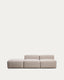 Blok 3-seater sofa with end pouffe in beige chenille 270cm FSC Mix Credit