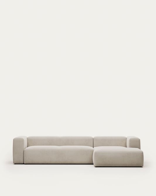 Blok 4 seater sofa with right-hand chaise longue in beige, 330 cm