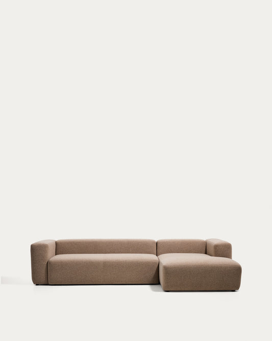 Blok 4-seater brown chenille right chaise longue sofa 330cm FSC Mix Credit