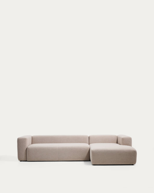Blok 4-seater beige chenille right chaise longue sofa 330cm FSC Mix Credit