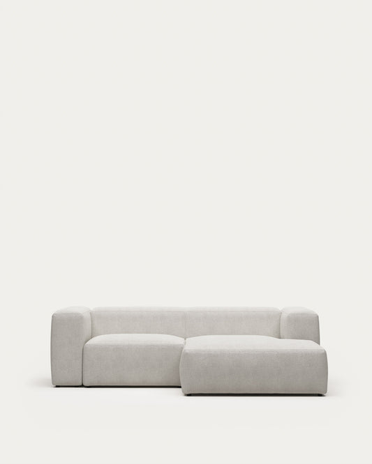 Blok fire-retardant white bouclé 2-seater sofa with right chaise longue 240cm FSC Mix Credit