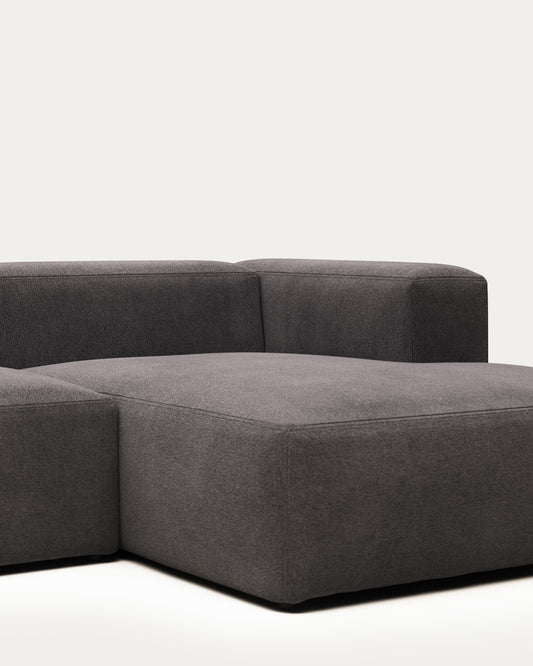 Blok 2 seater sofa with right side chaise longue in grey, 240 cm FR