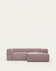 Blok 2 seater sofa with right side chaise longue in pink wide seam corduroy, 240 cm