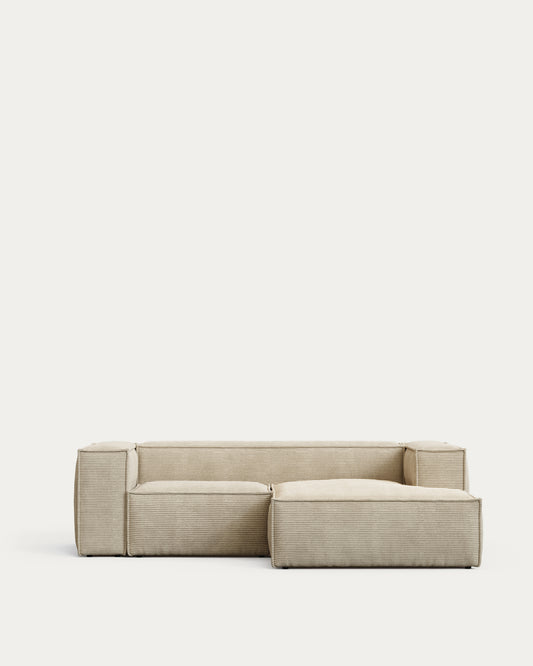 Blok 2-seater right chaise longue sofa in natural thick corduroy 240cm FSC Mix Credit