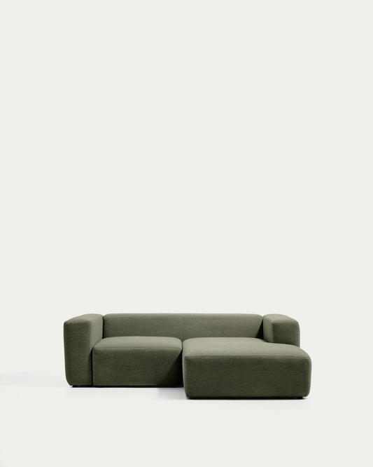 Blok 2-seater moss green chenille right chaise longue sofa 240cm FSC Mix Credit
