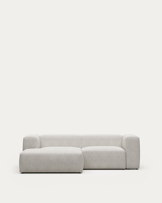 Blok fire-retardant white bouclé 2-seater sofa with left chaise longue 240cm FSC Mix Credit
