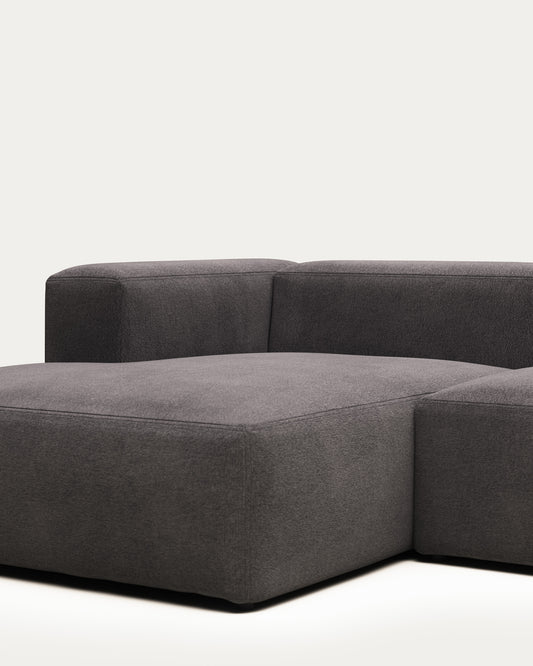 Blok 2 seater sofa with left side chaise longue in grey, 240 cm FR