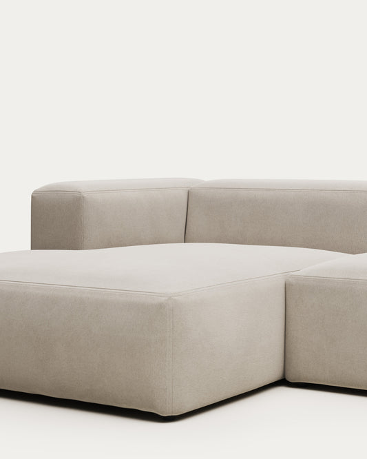 Blok fire-retardant 2-seater sofa with left chaise longue in white chenille 240cm