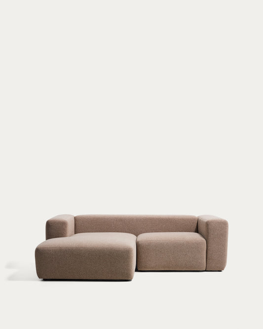 Blok 2-seater brown chenille left chaise longue sofa 240cm FSC Mix Credit