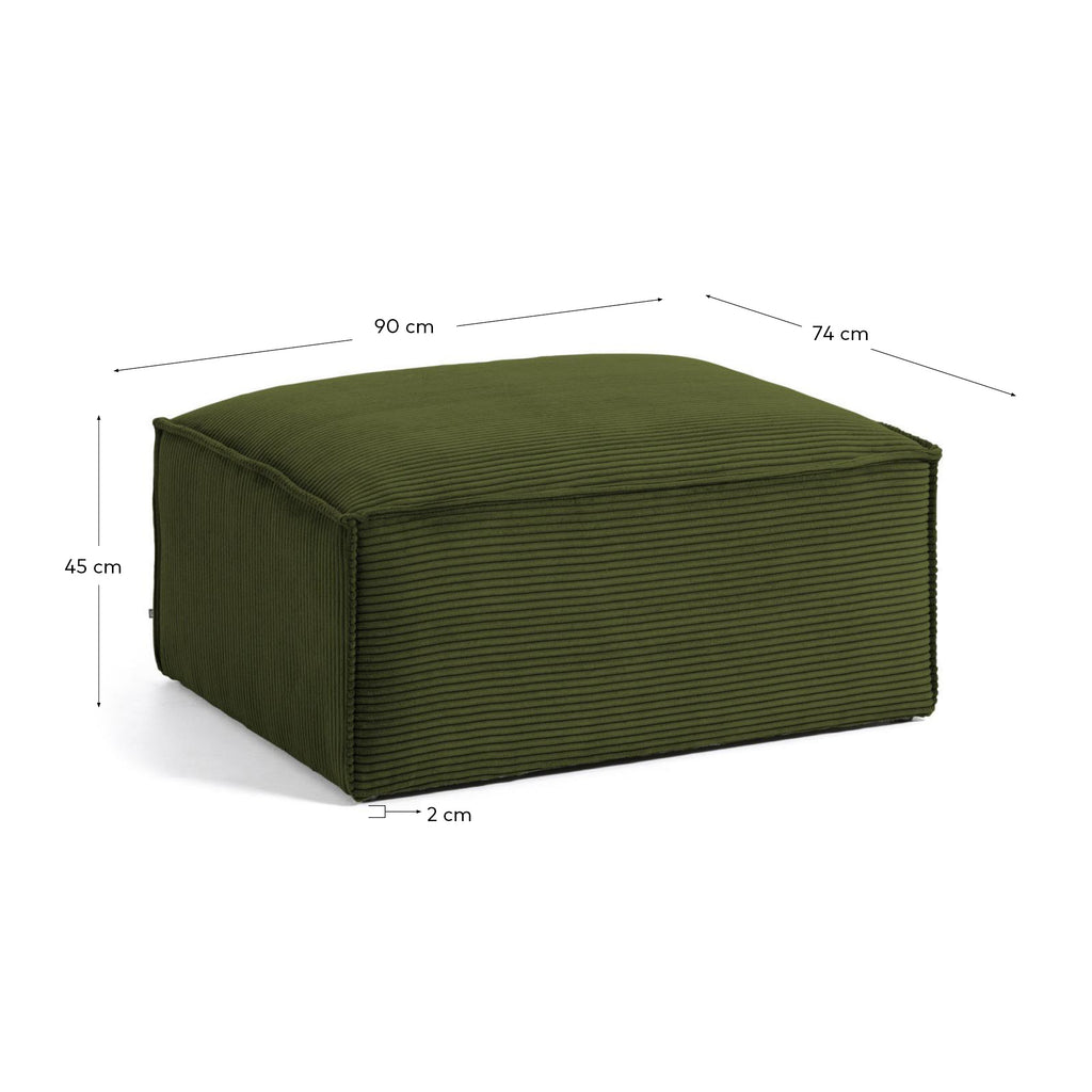 Blok footrest in green thick corduroy 90 x 74cm FSC Mix Credit