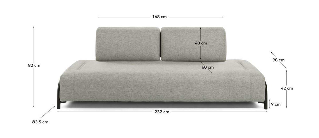 Module 3 seaters Compo in Beige-Grey 232 cm