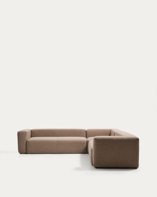 Blok brown chenille 5-seater corner sofa 320 x 320cm FSC Mix Credit