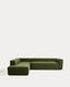 Blok 5-seater corner sofa with left terminal in green thick corduroy 255 x 320cm FSC Mix Credit