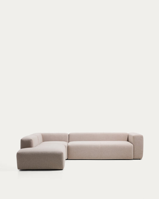 Blok beige chenille 5-seater corner sofa with left terminal 255 x 320cm FSC Mix Credit