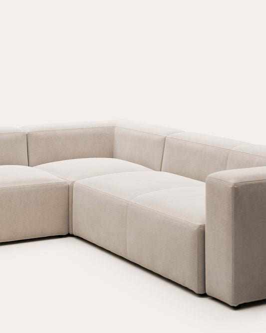 Blok 5 seater corner sofa in beige, 320 x 290 cm / 290 x 320 cm