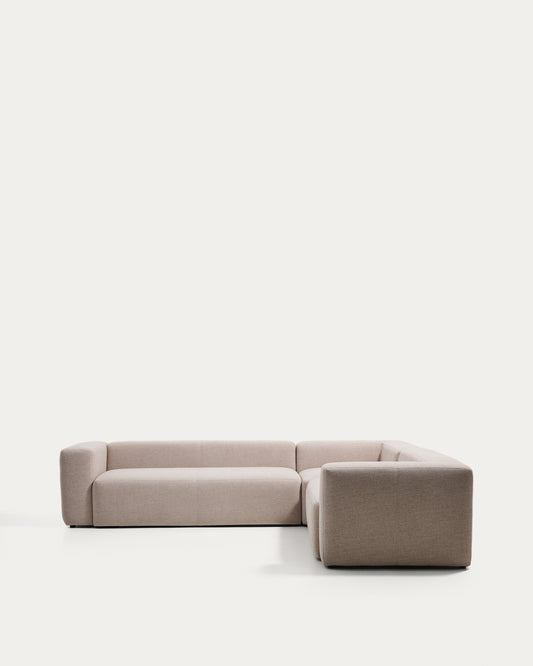 Blok beige chenille 5-seater corner sofa 320 x 290cm/290 x 320cm FSC Mix Credit