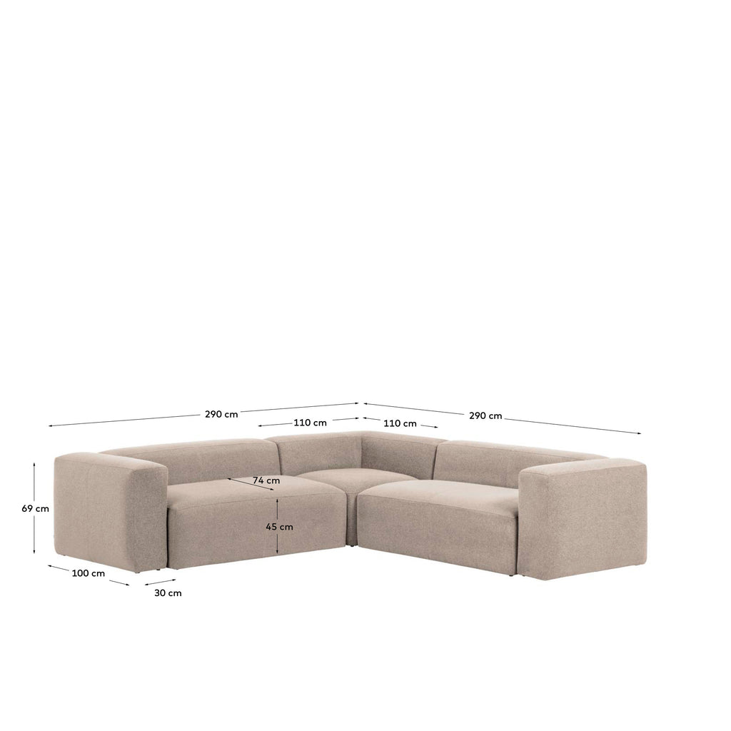 Blok beige chenille 4-seater corner sofa 290 x 290cm FSC Mix Credit