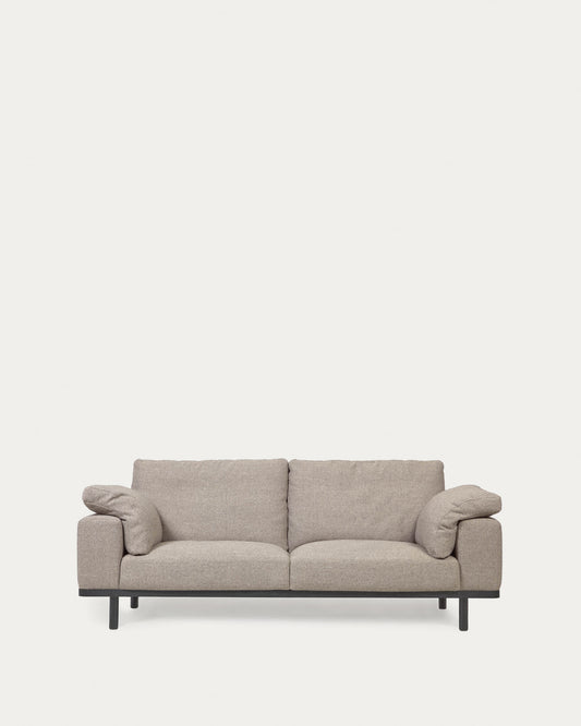 Noa 3 seater sofa with cushions in beige with dark finish legs, 230 cm