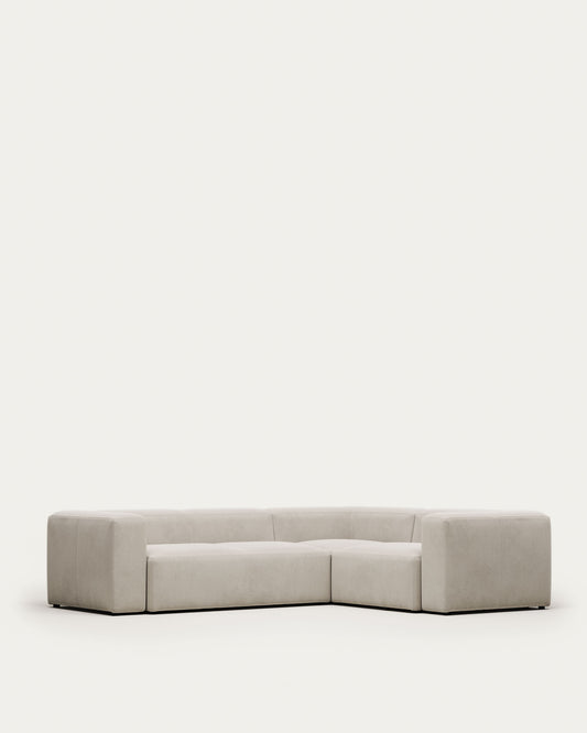 Blok beige chenille 3-seater corner sofa 290 x 230cm/230cm x 290cm FSC Mix Credit