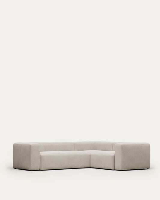 Blok beige chenille 3-seater corner sofa 290 x 230cm/230cm x 290cm FSC Mix Credit