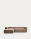 Blok 3-seater sofa with left chaise longue in brown chenille 300cm FSC Mix Credit