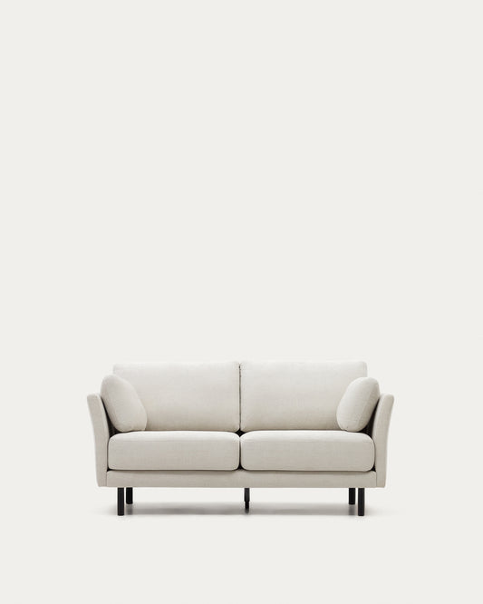 Gilma 2 seater sofa in chenille pearl with painted black finish legs, 170 cm