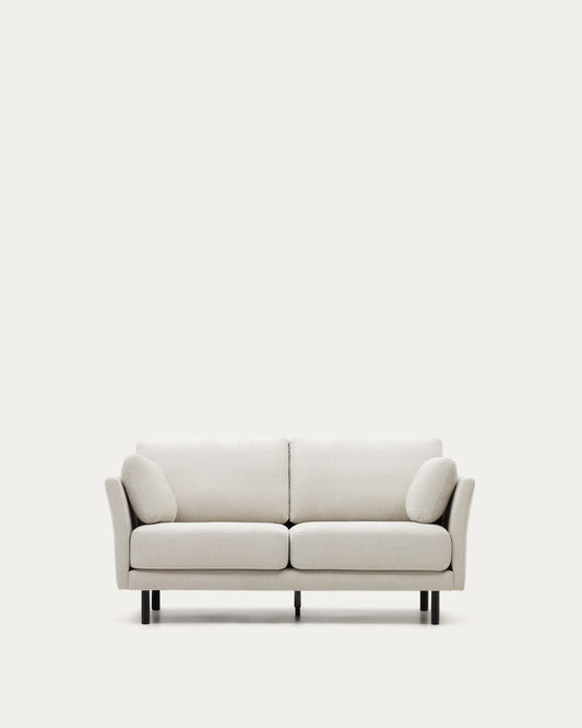 Gilma 2 seater sofa in chenille pearl with painted black finish legs, 170 cm