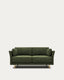 Gilma fire-retardant 2-seater sofa in thick green corduroy with natural-tone finish legs 170cm