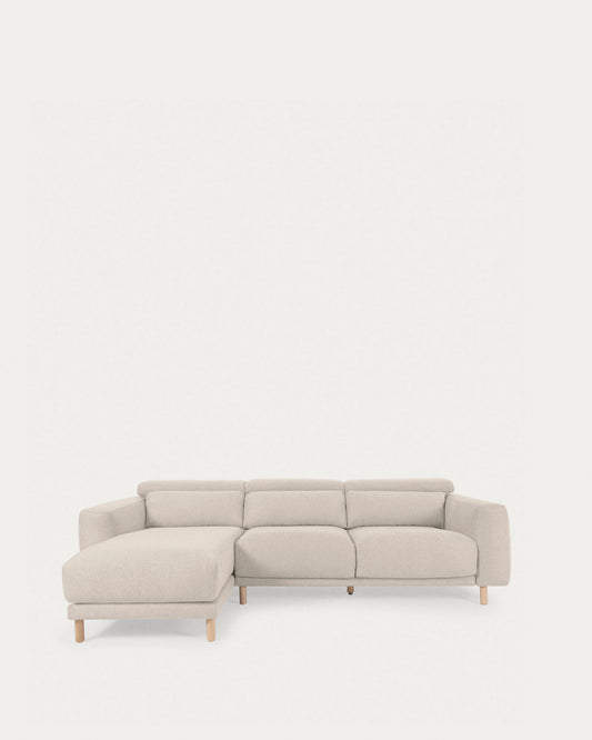 Singa 3 seater sofa with left-hand chaise longue in white, 296 cm