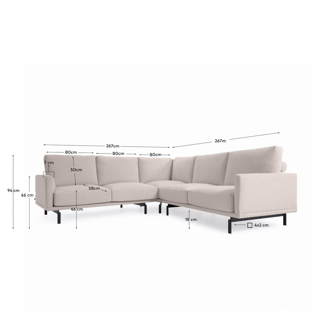 Galene 4 seater corner sofa in beige, 267 x 267 cm FSC Mix Credit