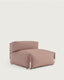 Square modular 100% outdoor sofa pouffe w/ backrest, terracotta, white aluminium 101x101cm