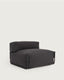 Square modular 100% outdoor sofa pouffe w/ backrest, dark grey, black aluminium, 101x101cm