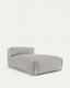 Square chaise longue pouffe with backrest in light grey with white aluminium, 165 x 101 cm