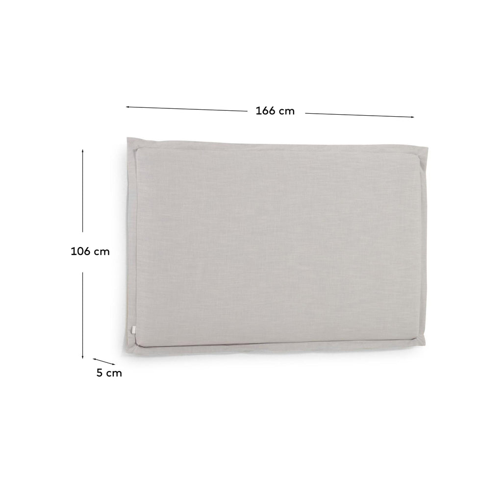 Tanit headboard with removable grey linen cover for a bed up to 160 cm