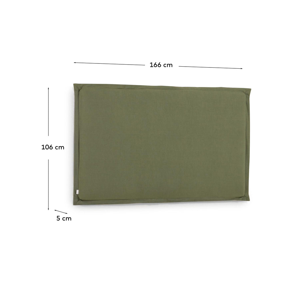 Tanit headboard with removable green linen cover for a bed up to 160 cm