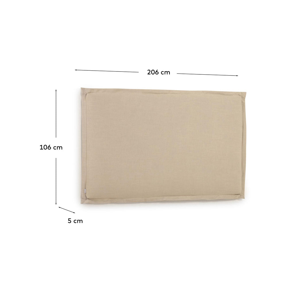 Tanit headboard with removable beige linen cover for a bed up to 200 cm