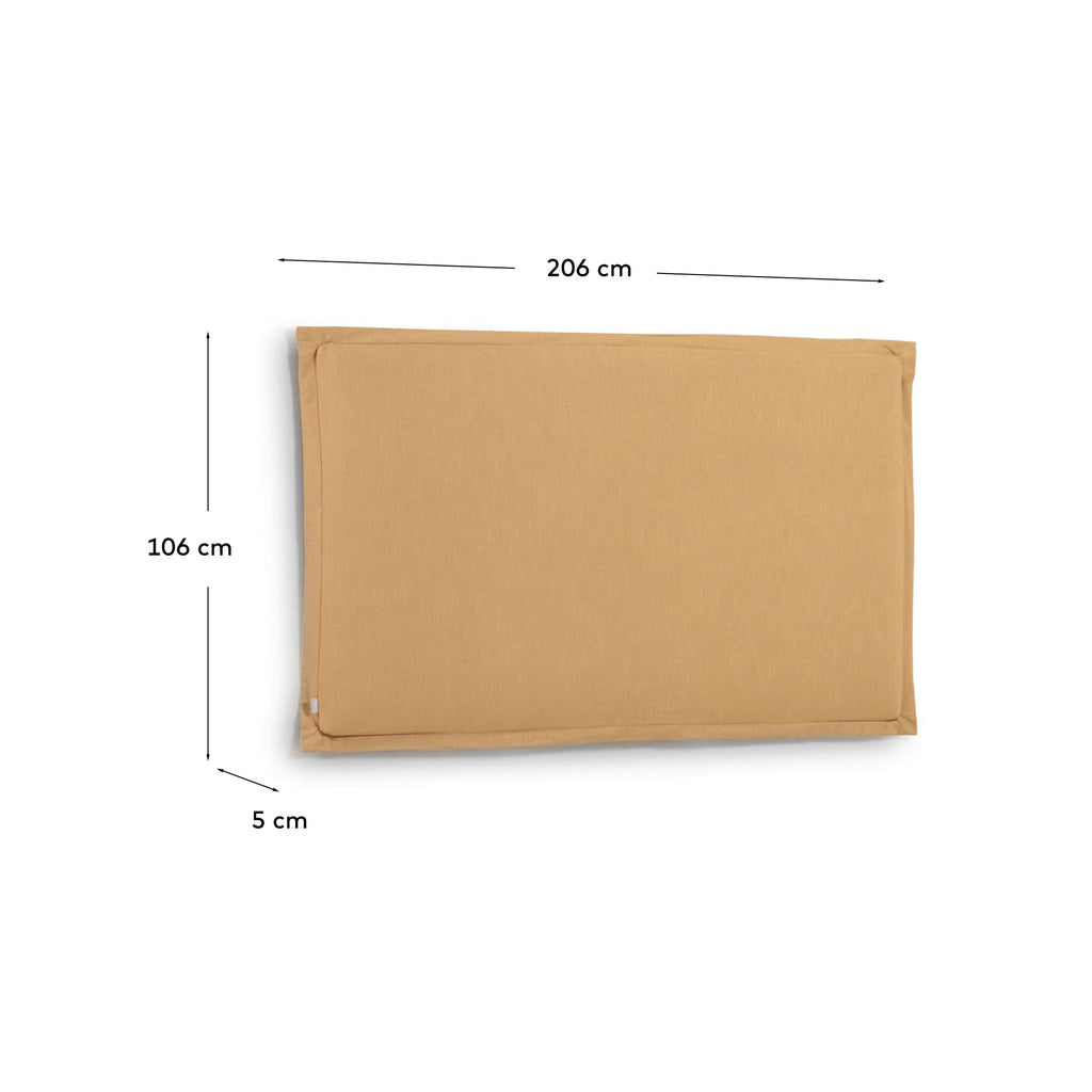 Tanit headboard with removable mustard linen cover for a bed up to 200 cm