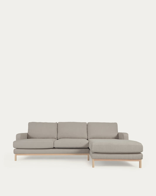 Mihaela 3 seater sofa with right-hand chaise longue in grey micro bouclé, 264 cm FSC Mix Credit