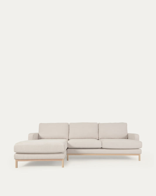 Mihaela 3 seater sofa with left-hand chaise longue in white micro bouclé, 264 cm