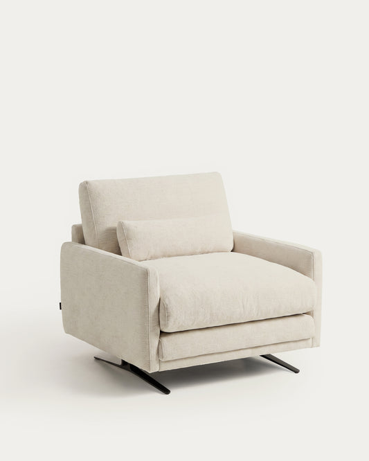 Veliro beige chenille armchair with black steel legs FSC Mix Credit