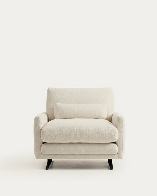 Veliro beige chenille armchair with black steel legs FSC Mix Credit