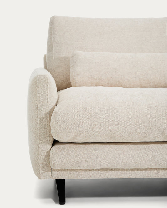 Veliro beige chenille 2-seater sofa with black steel legs 180cm FSC Mix Credit
