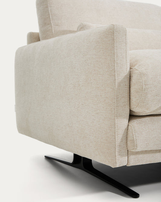 Veliro beige chenille 2-seater sofa with black steel legs 180cm FSC Mix Credit